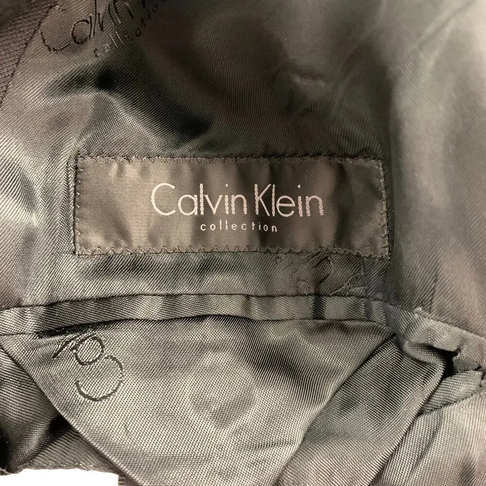 CALVIN KLEIN COLLECTION Size 38 Black Wool / Silk Peak Lapel Sport Coat